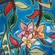 Panière enamels de Longwy decoration turquoise blue background and flowers