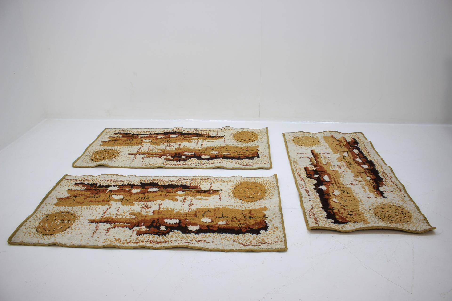 Set of three retro design red carpets, 1980s