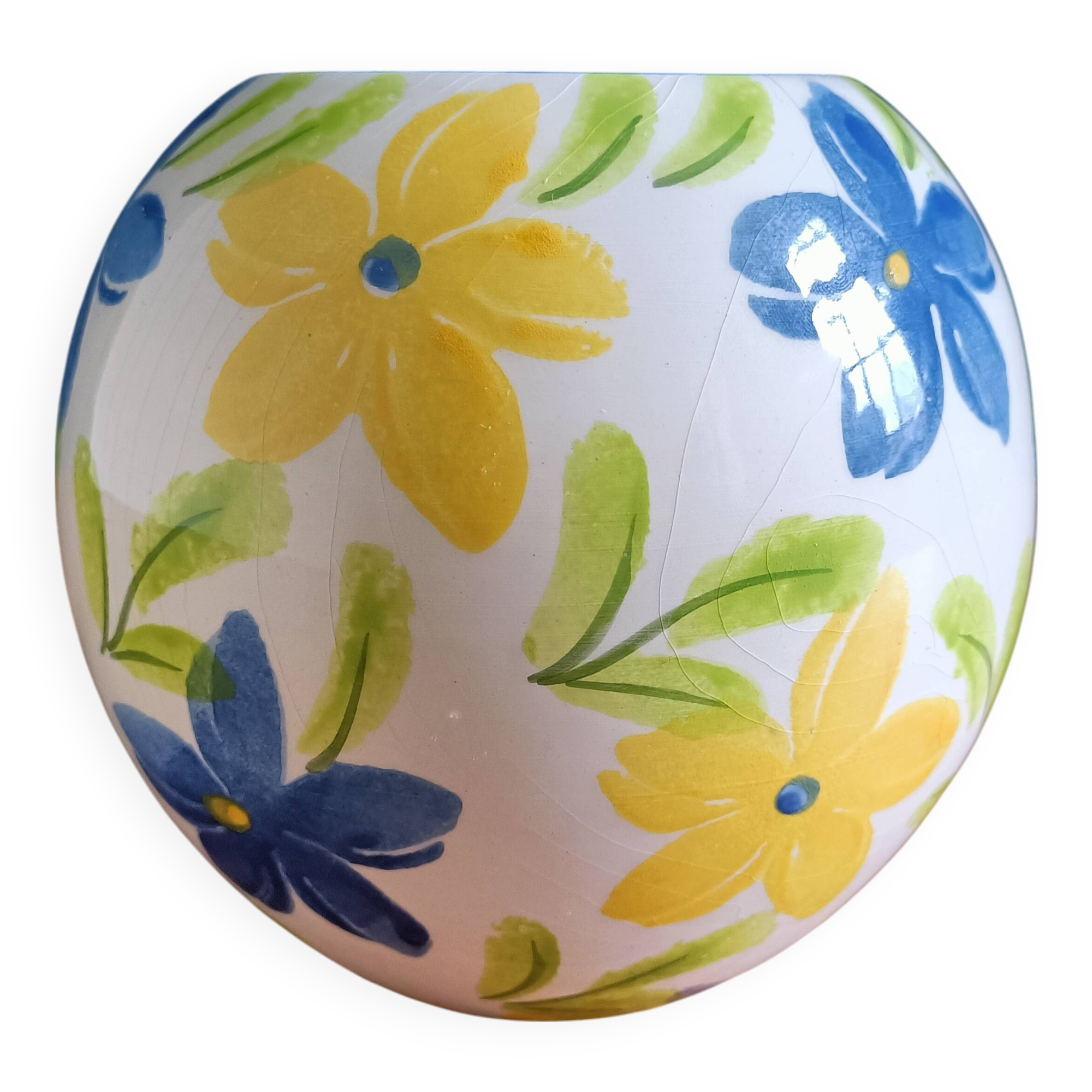Hand-decorated round flower vase