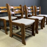 Vintage brutlaist dining chairs, set of 6 - 1960s