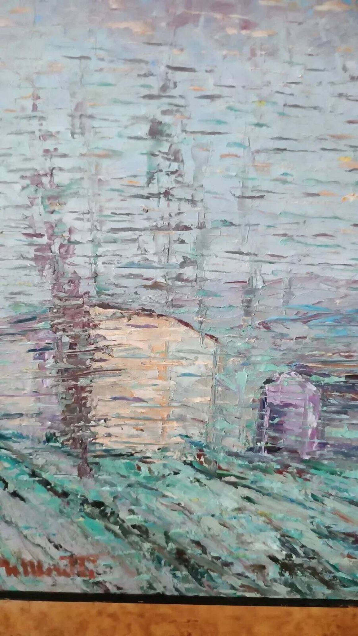 oil painting on hardboard signed Moretti