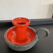 Bougeoir vintage en terre cuite émaillée années 70