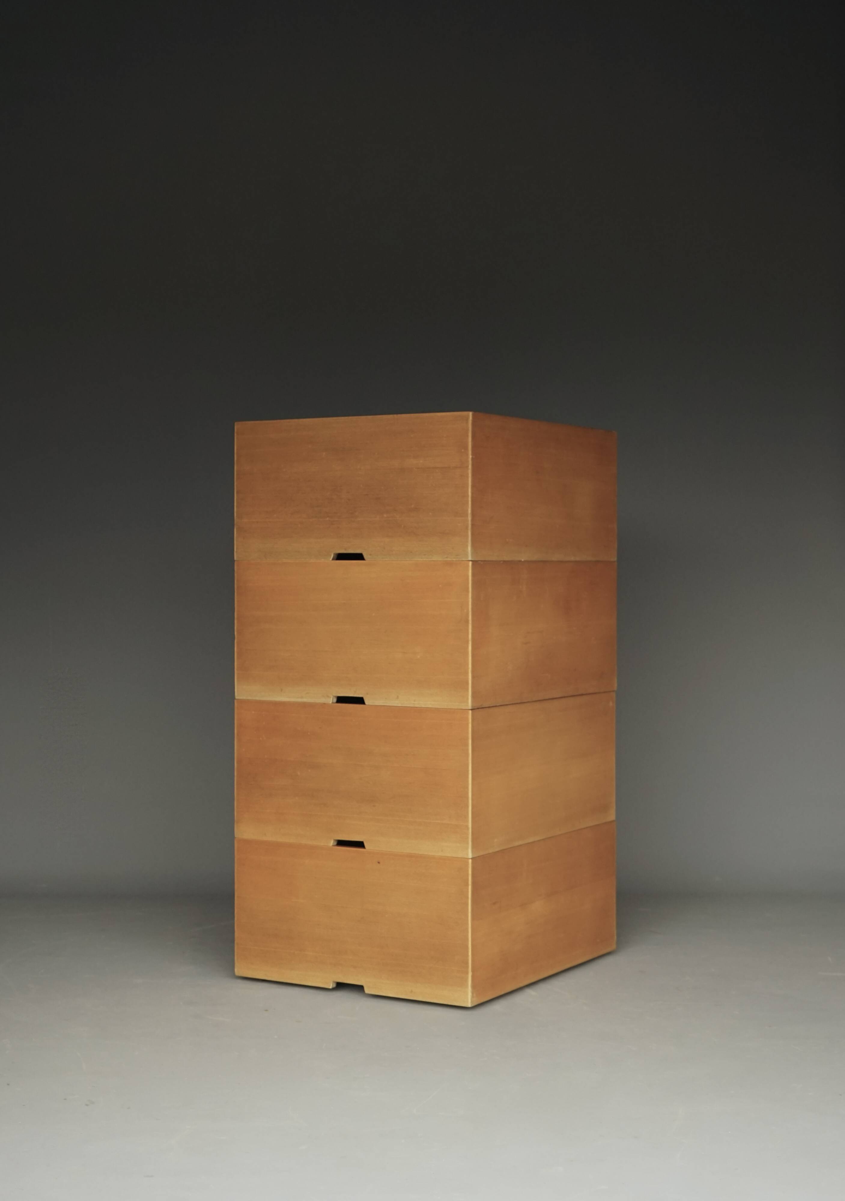 Storage Boxes in beech wood by Wim den Boon, 1967. Set of 4