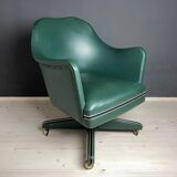Mid-century green swivel office chair attributed to Umberto Mascagni, Italy, 1950s.
