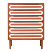 Commode en teck peinte à la main, style Op-Art des années 1960.