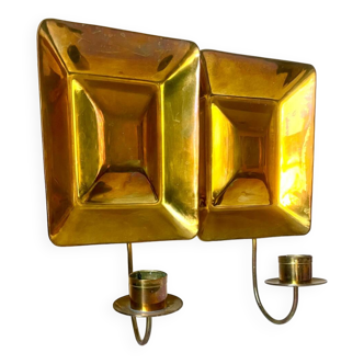 Pair Vintage Brass Wall Candle holder  Sconce  height 24 cm