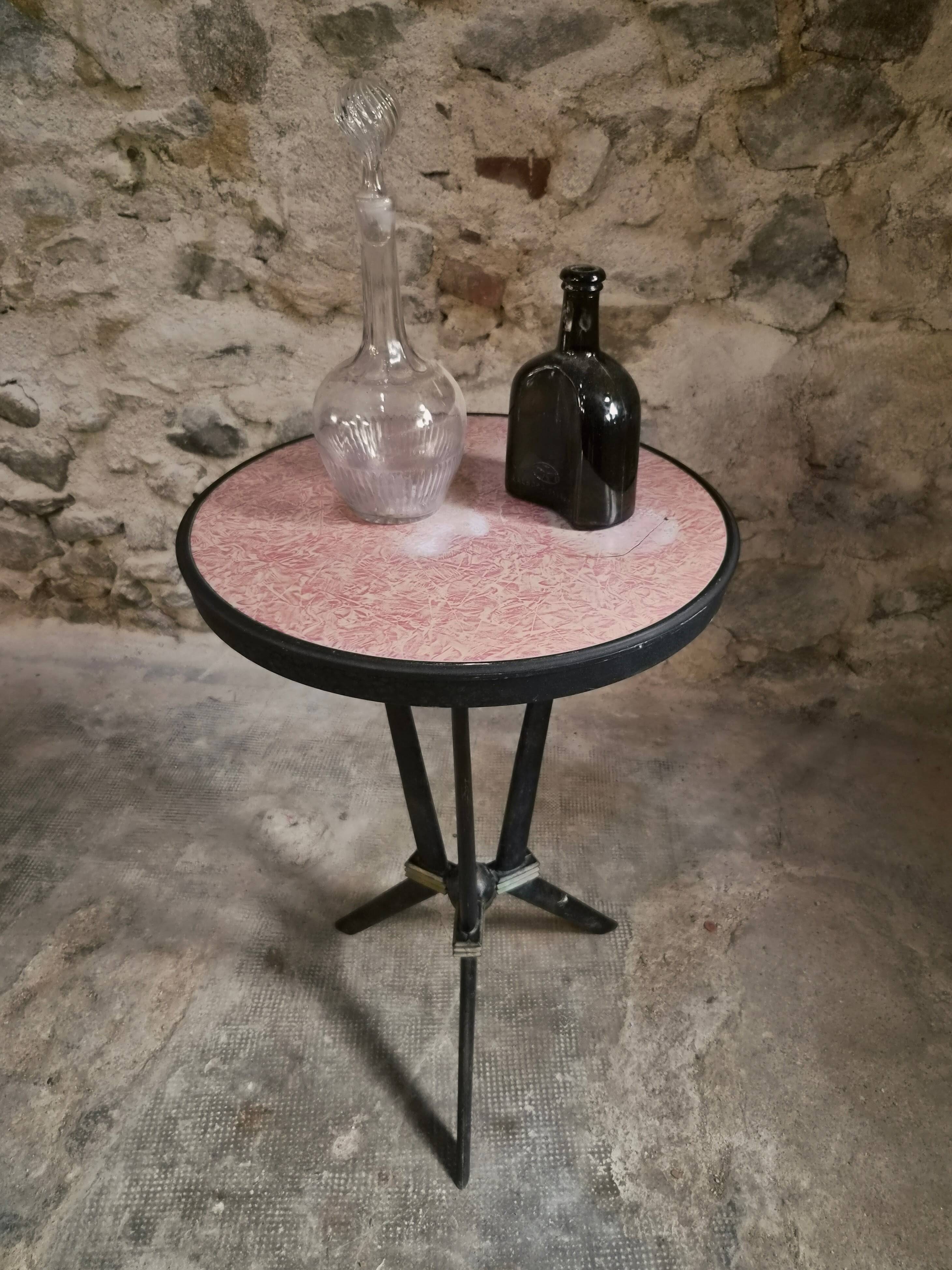 Table bistrot art déco française avec plateau Rex bakélite – c.1930–1940