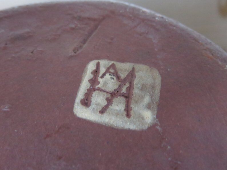 Pique flowers 60s 70s signed ceramic vase