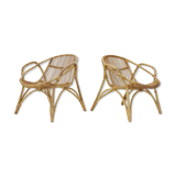 Pair of Alan Fuchs Rattan Lounge Ch, 60s