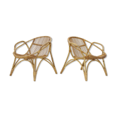 Pair of Alan Fuchs Rattan Lounge Ch, 60s