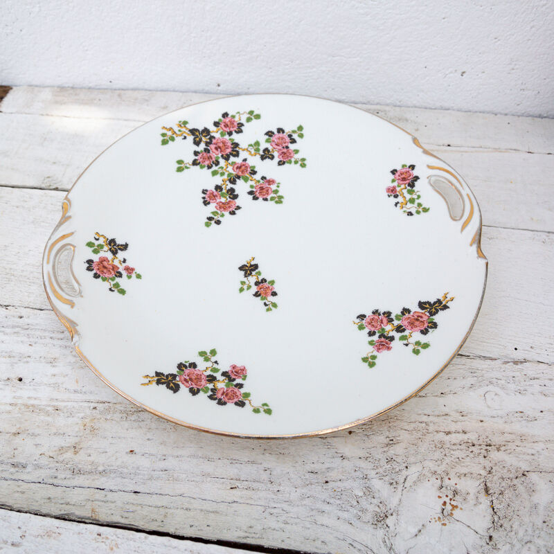 Dish with handles floral pattern