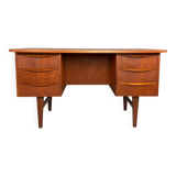 Scandinavian modern teak desk with backside book shelving, 1960, Denmark