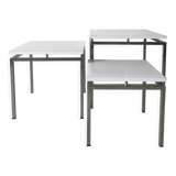 White mid-century modern nesting tables, modernist design, 1960s