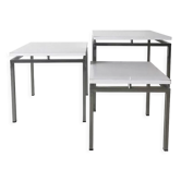 White mid-century modern nesting tables, modernist design, 1960s