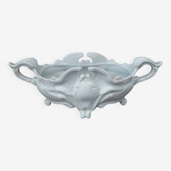 Art Nouveau planter in white slip Limoges FRANCE