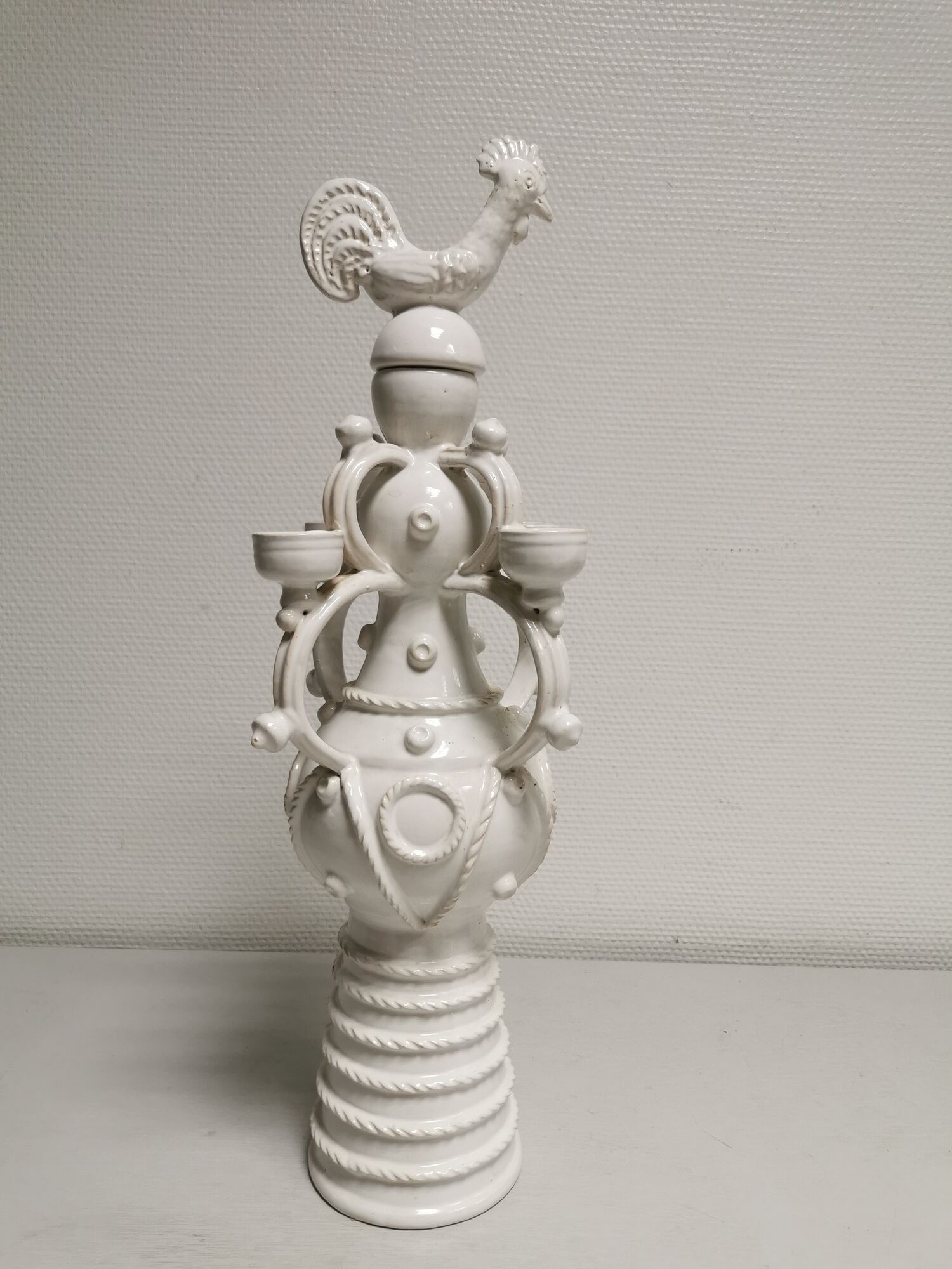 Vase gargoulette candle holder Emile Tessier Malicorne rooster