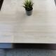 Table basse vintage travertin et bois design 1970