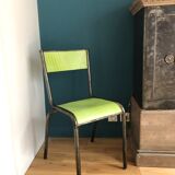 Schoolboy Chair covered with green leather
