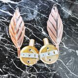 Pair of pink leaf sconces, mazzega murano, italy 1970