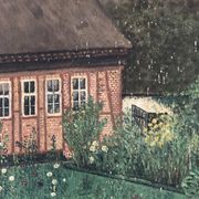 Original Vintage Oil Painting of a Cottage with Garden ( circa 1940)