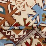 Tapis Kilim vintage en laine tissée à plat