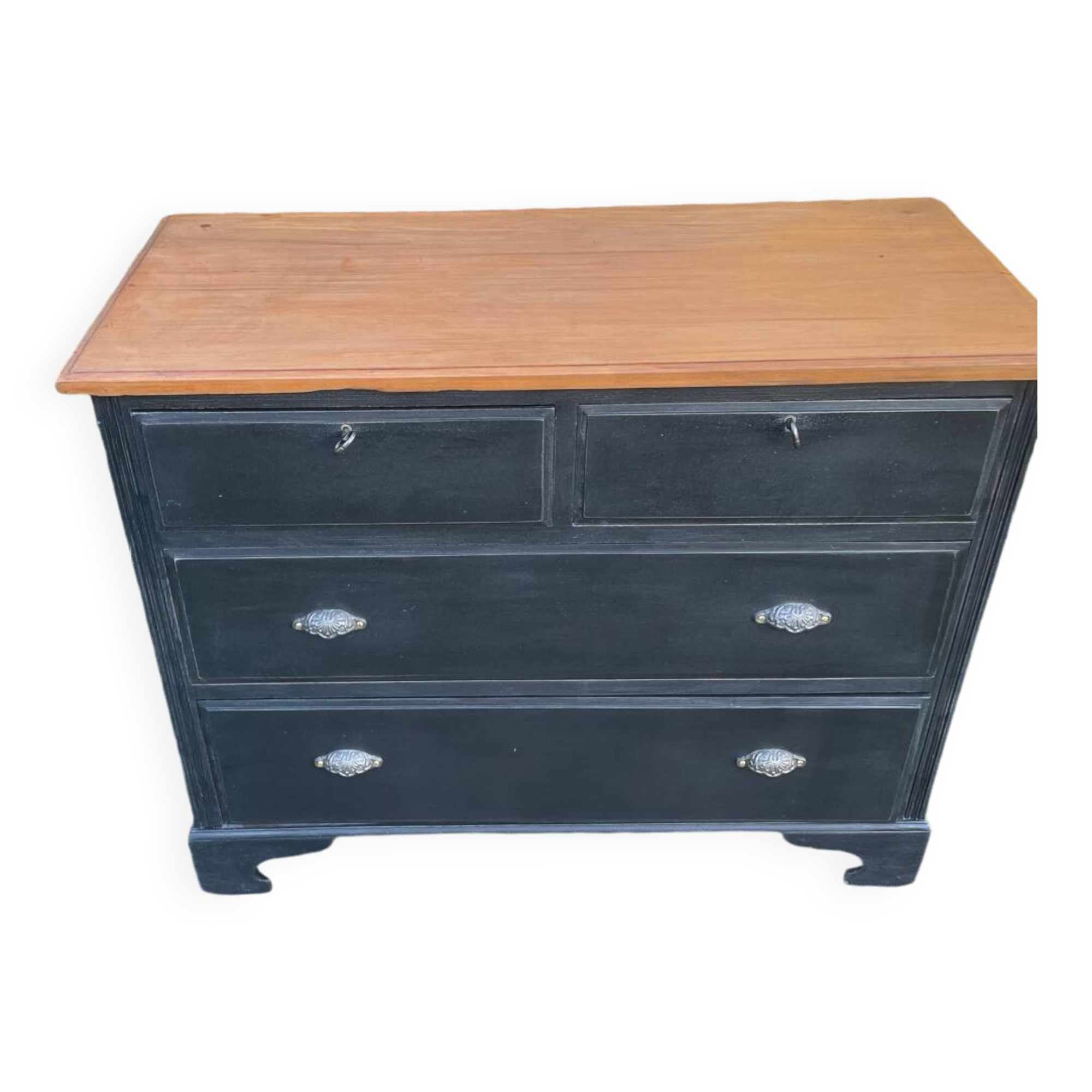 Vintage black patina chest of drawers