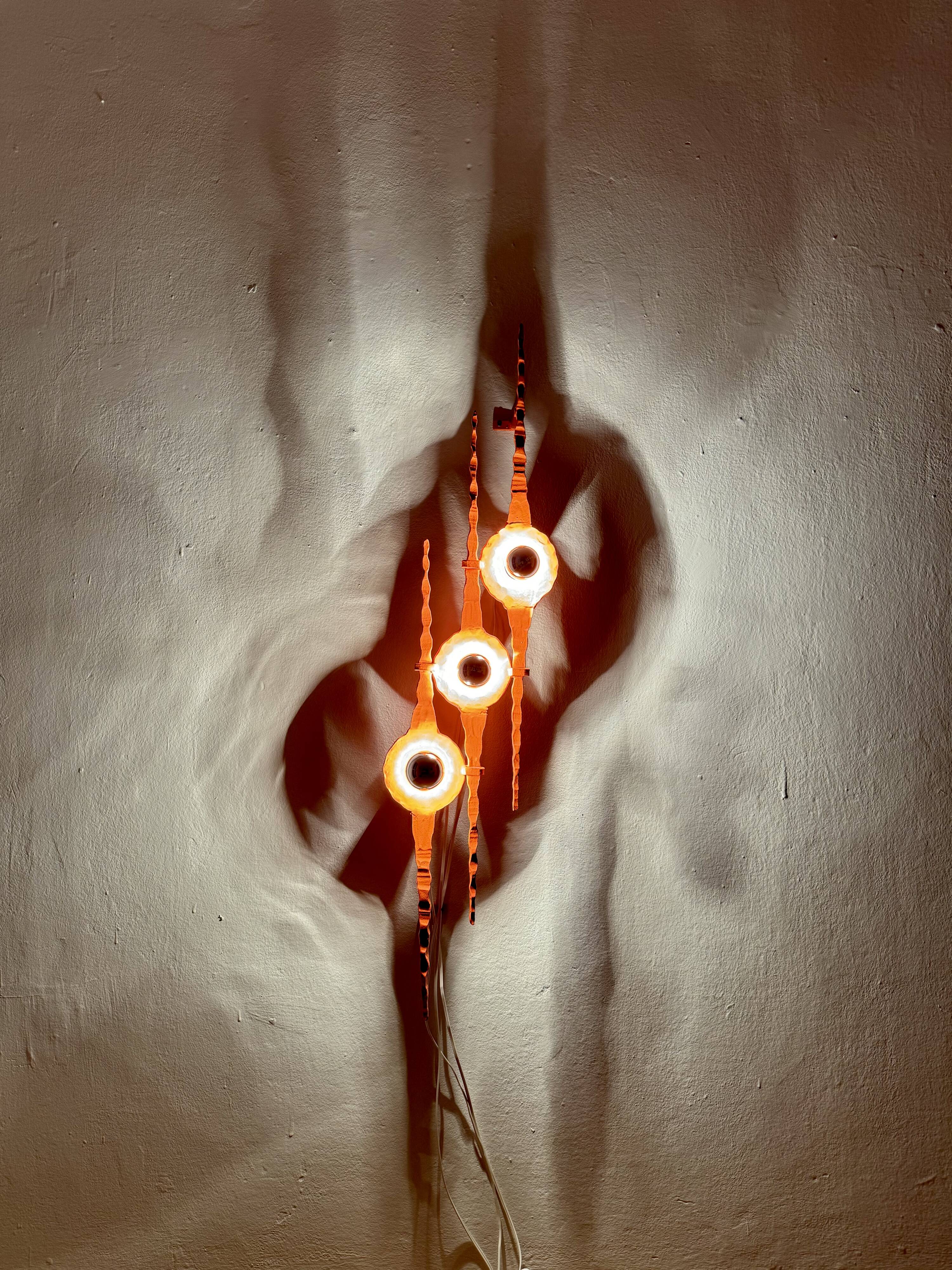 XL Brutalist Wall Lamp or Iron Sculpture