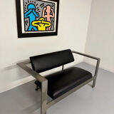 Salon brutaliste fauteuils simili métal design Karl Friedrich Forster