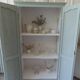 Wardrobe, dresser, vintage linen 2 doors green gray waxed finish.