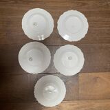 Set of 5 Sarreguemines dessert plates in vintage barbotine