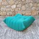 Chair and footstool Togo in green fabric by Michel Ducaroy for Ligne Roset