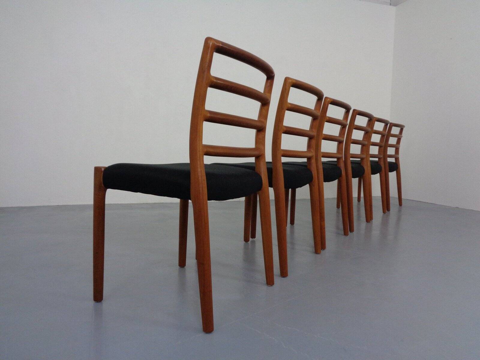 Model 85 Teak Dining Chairs by Niels Otto Møller for J. L. Møllers, 1960s, Set of 6