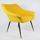 Mid-century armchair Shell, 1960s, NRD, yellow fabric, restored