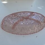 Aperitif servant in pink glass, embossed patterns, vintage