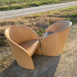 Paire de fauteuils cuir design