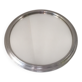 Round art deco metal and chrome mirror tray