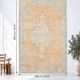 7x10 Vintage Turkish Rug, Orange Beige Floral Rug, Faded Wool Cotton Area Rug