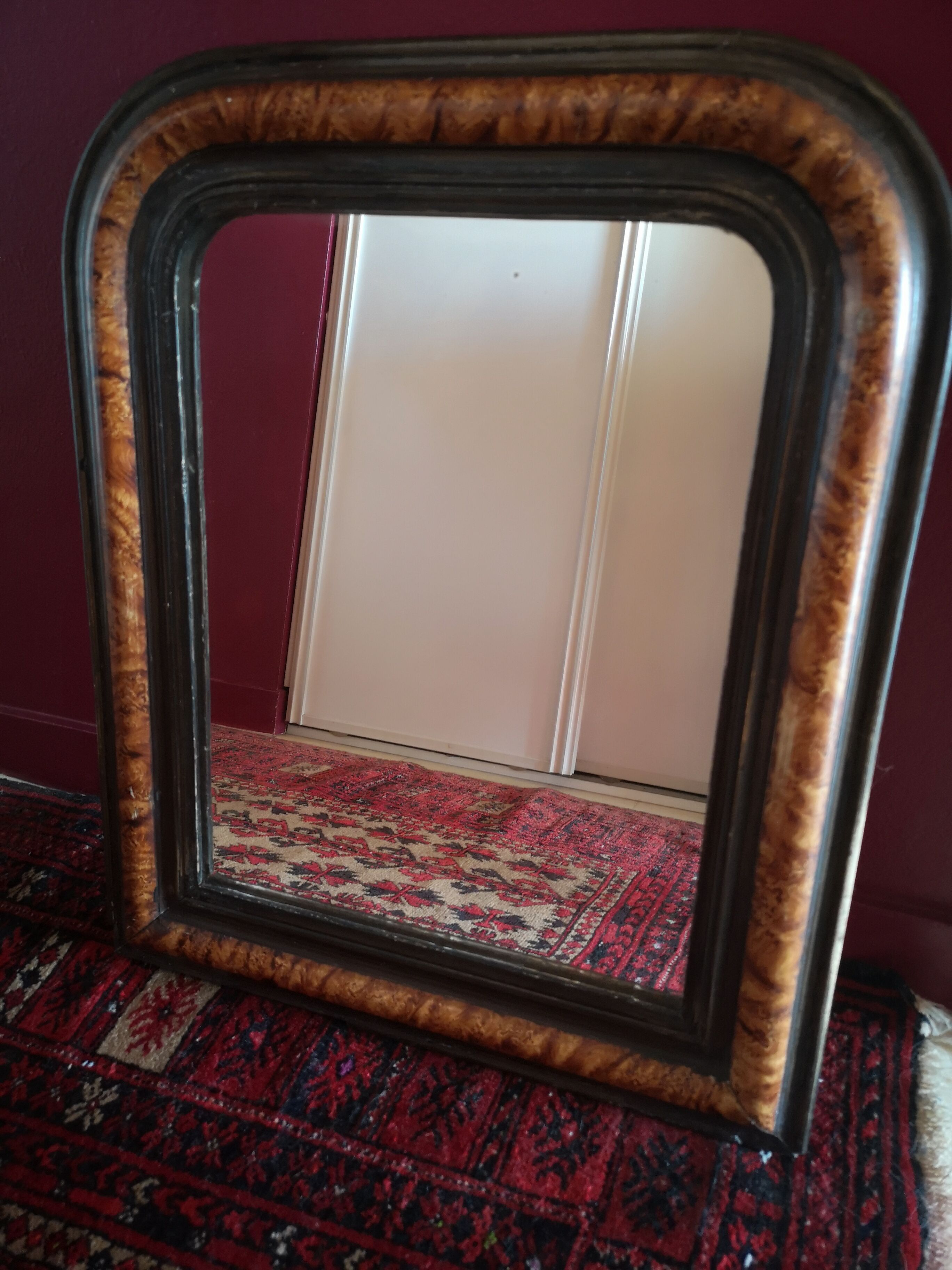 Wood mirror and stucco Louis-Philippe late 19th