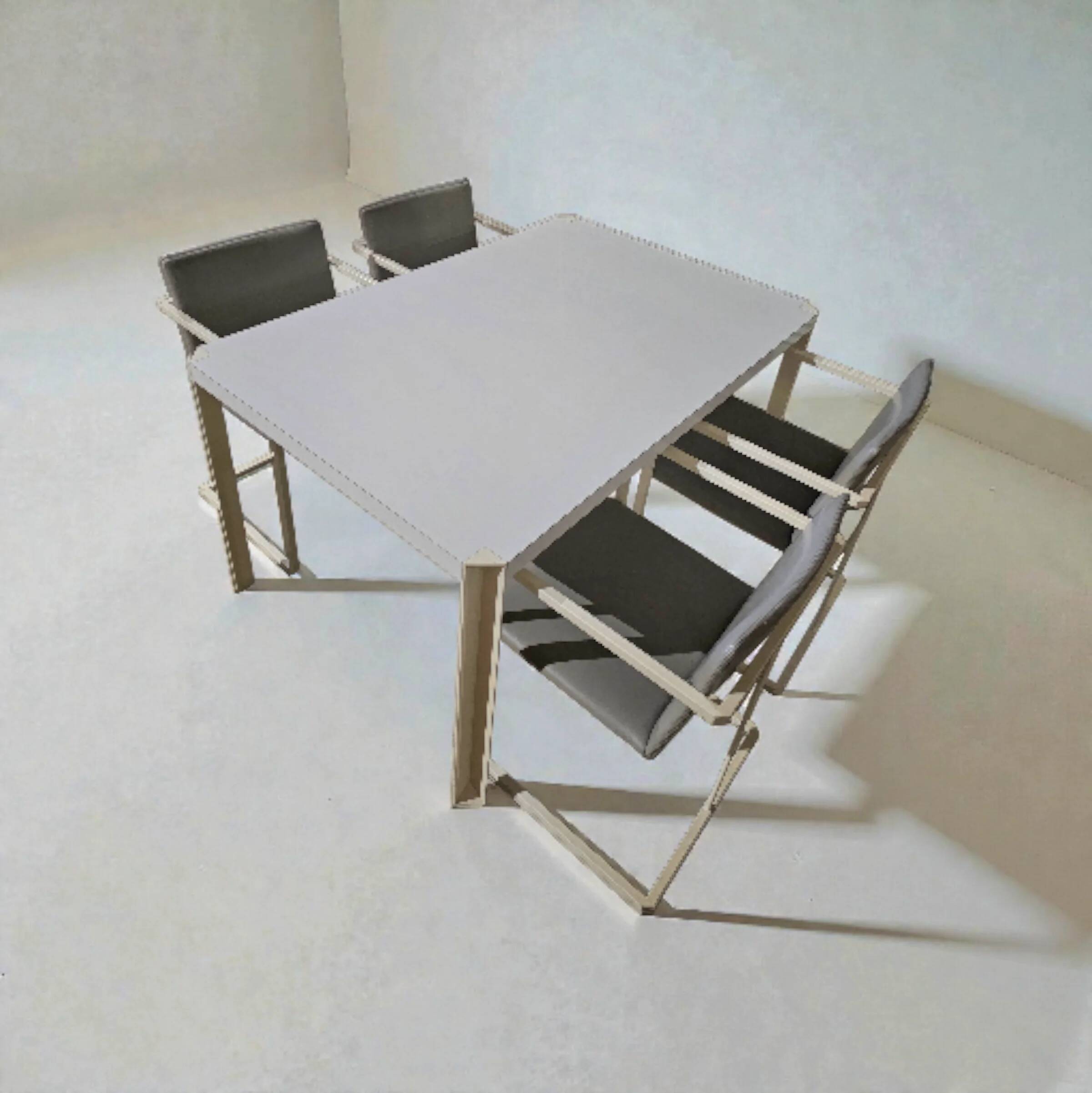 4 x Pierre Mazairac & Karel Boonzaaijer, Hennie de Jong int, grey fabric, white steel, 1970s