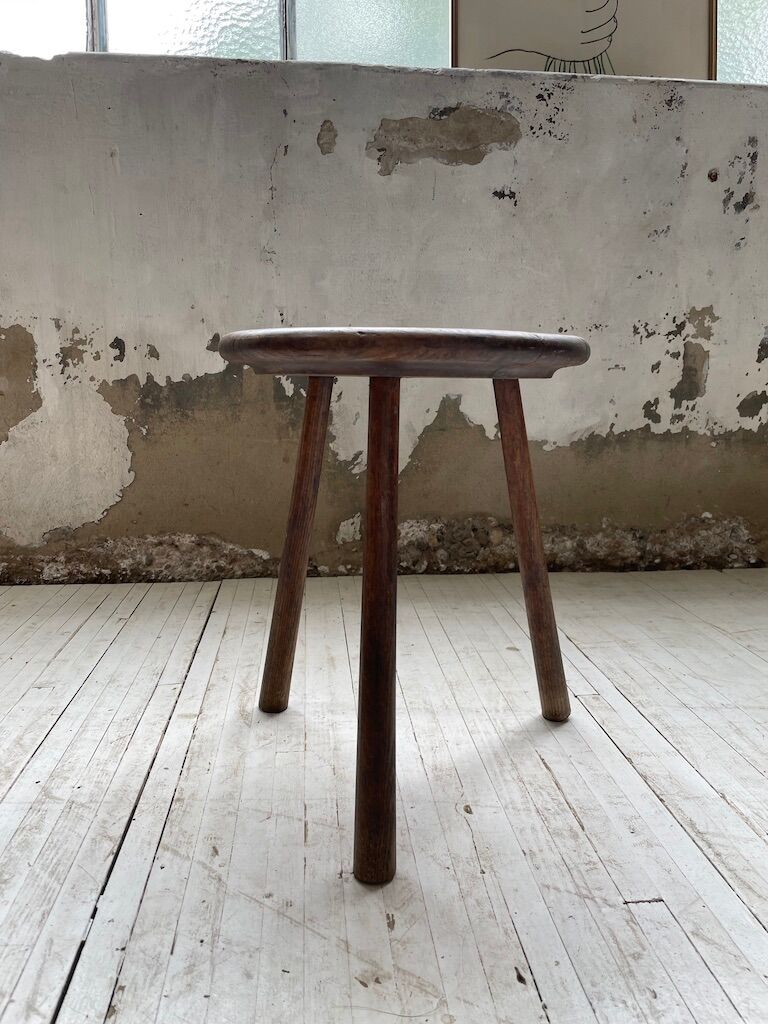French tripod oak stool 50