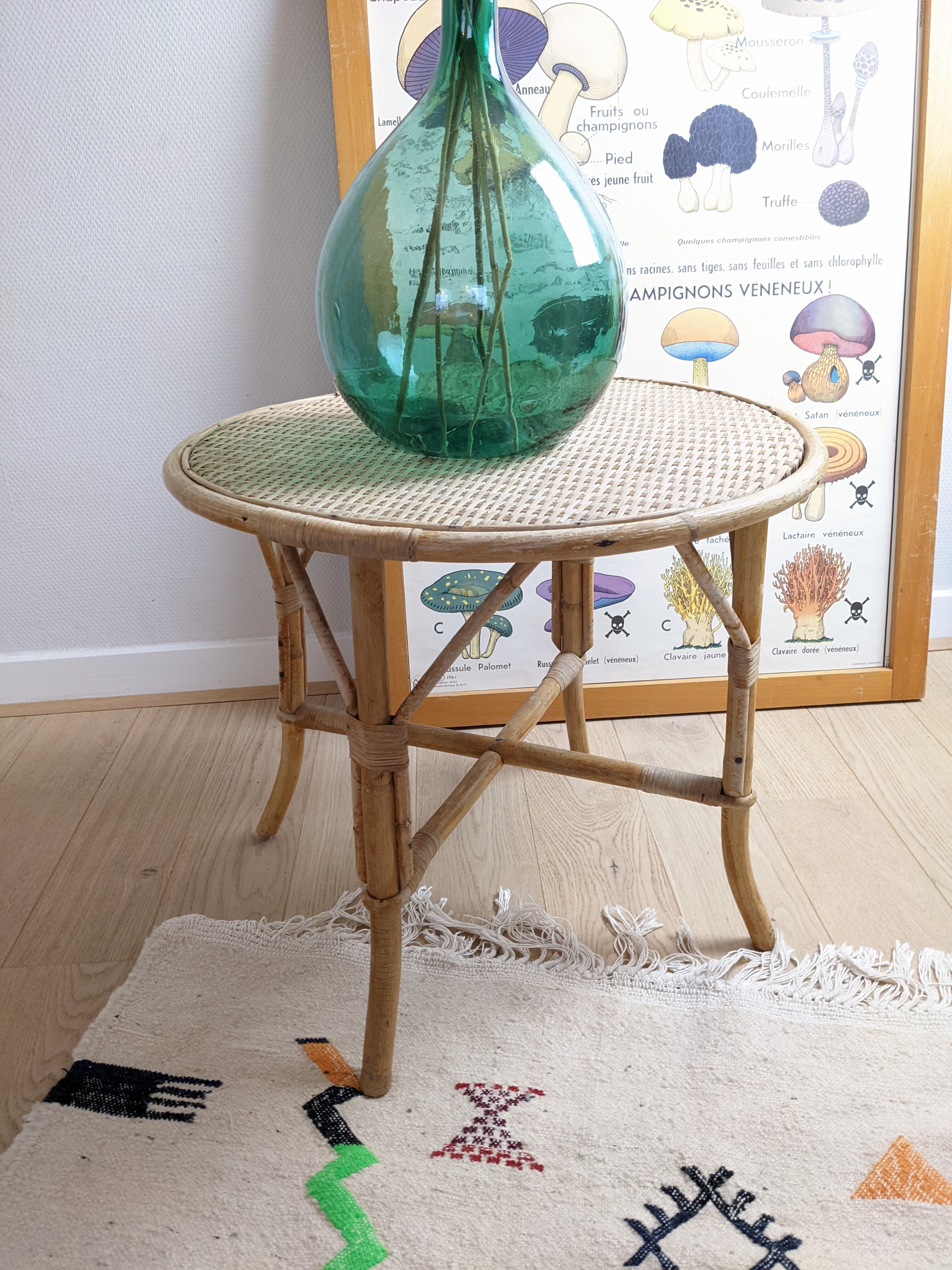Vintage rattan table 50 years 60 for children