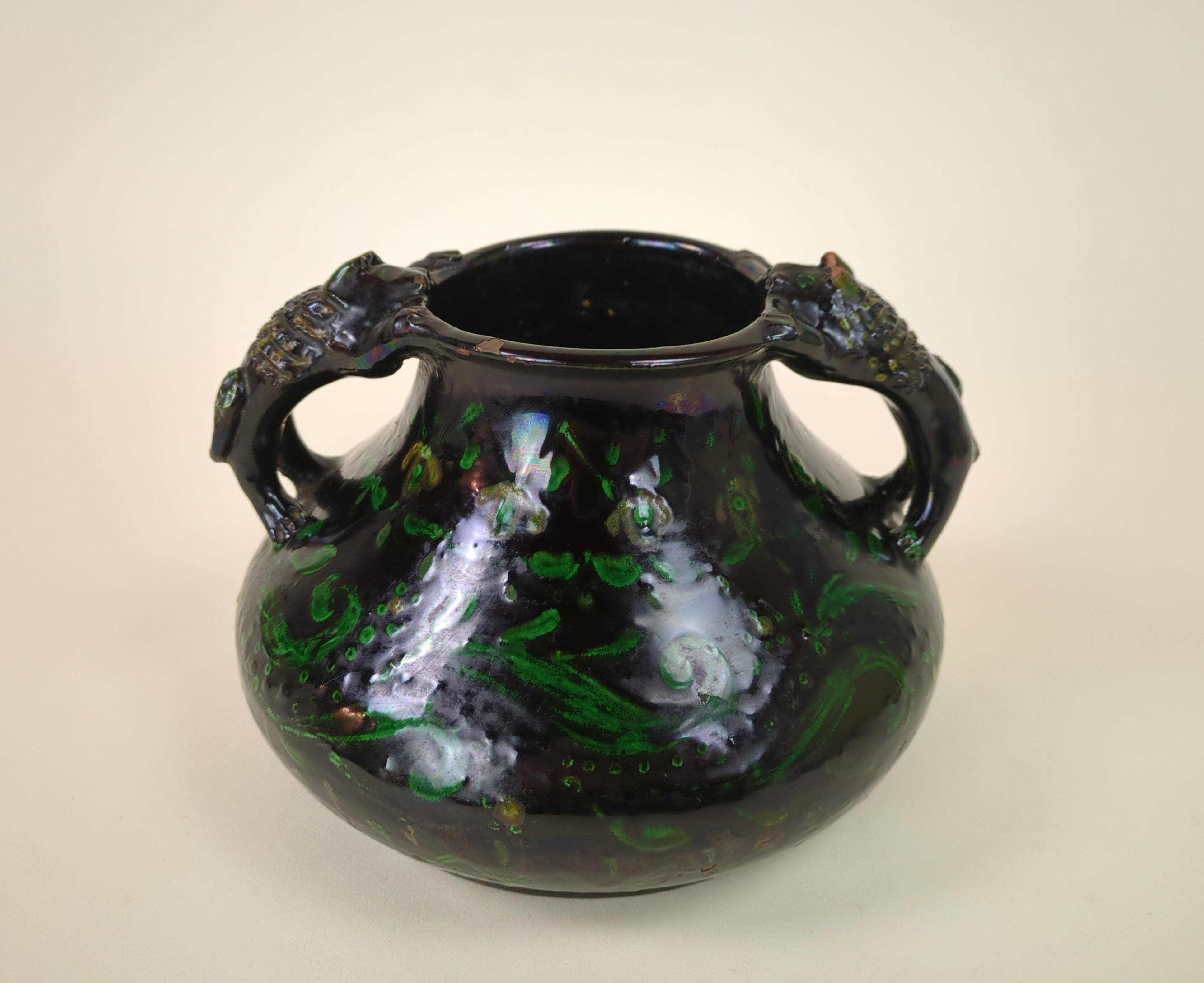 Spanish pottery vase with two handles