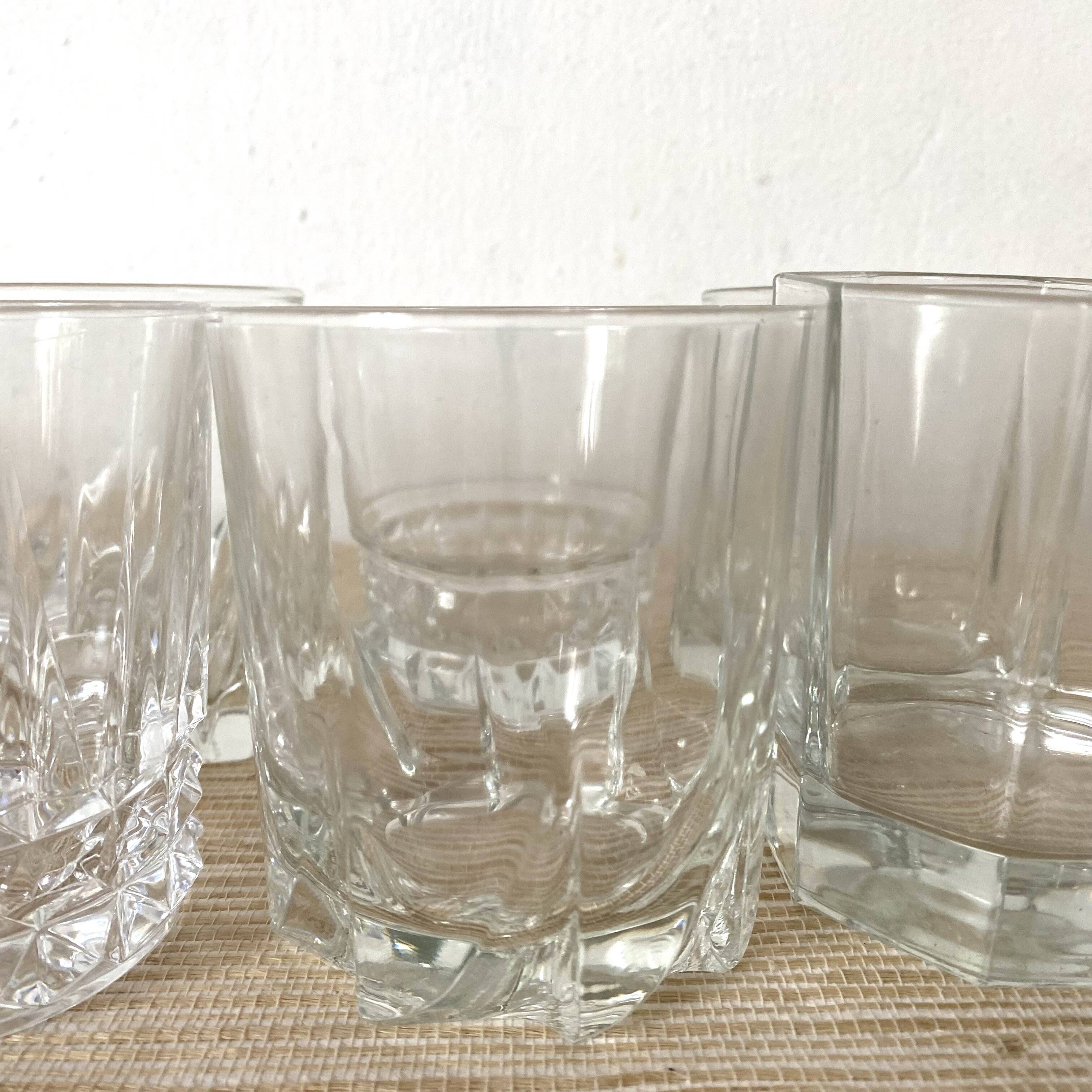 Whiskey glasses, mismatched water glasses