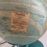 Vintage 1960s Perrina glass globe, green lacquered, world map - 33 cm
