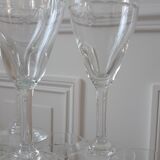 Set of 8 crystal wine glasses engraved 50s