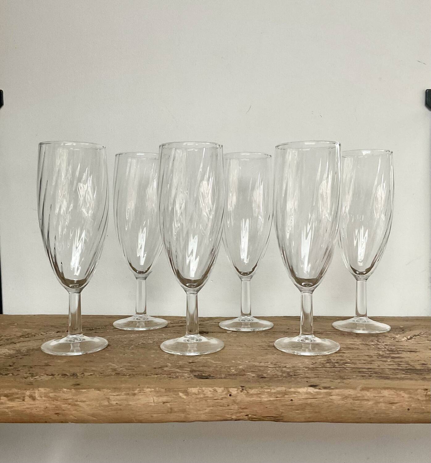 6 Vintage Twisted Flutes France