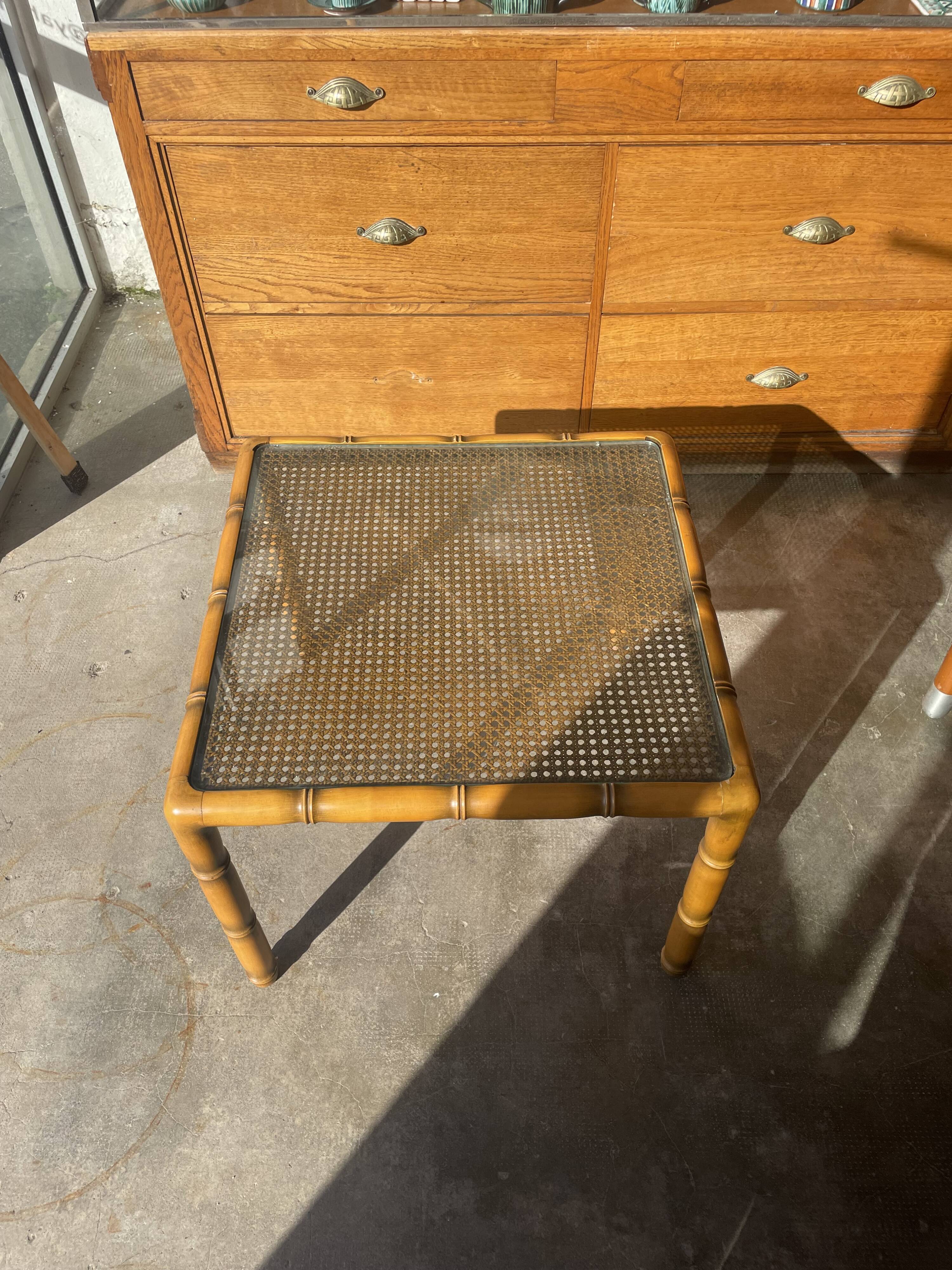 Bamboo and glass table