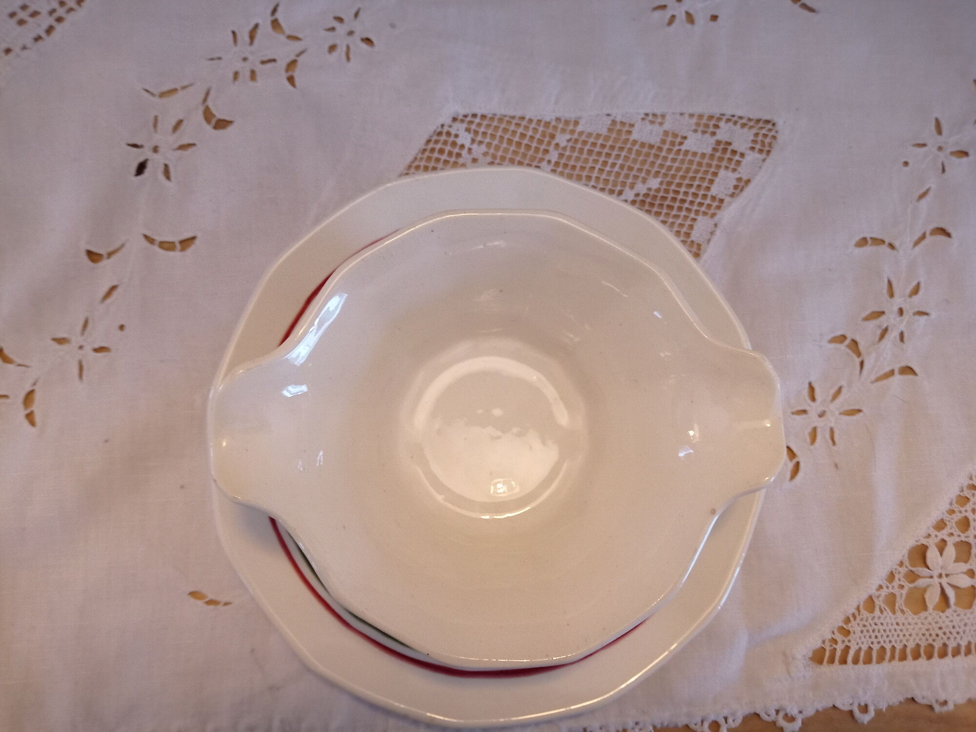 Saucière Sarreguemines France model Armelle hand-painted décor (identical copy No.1)