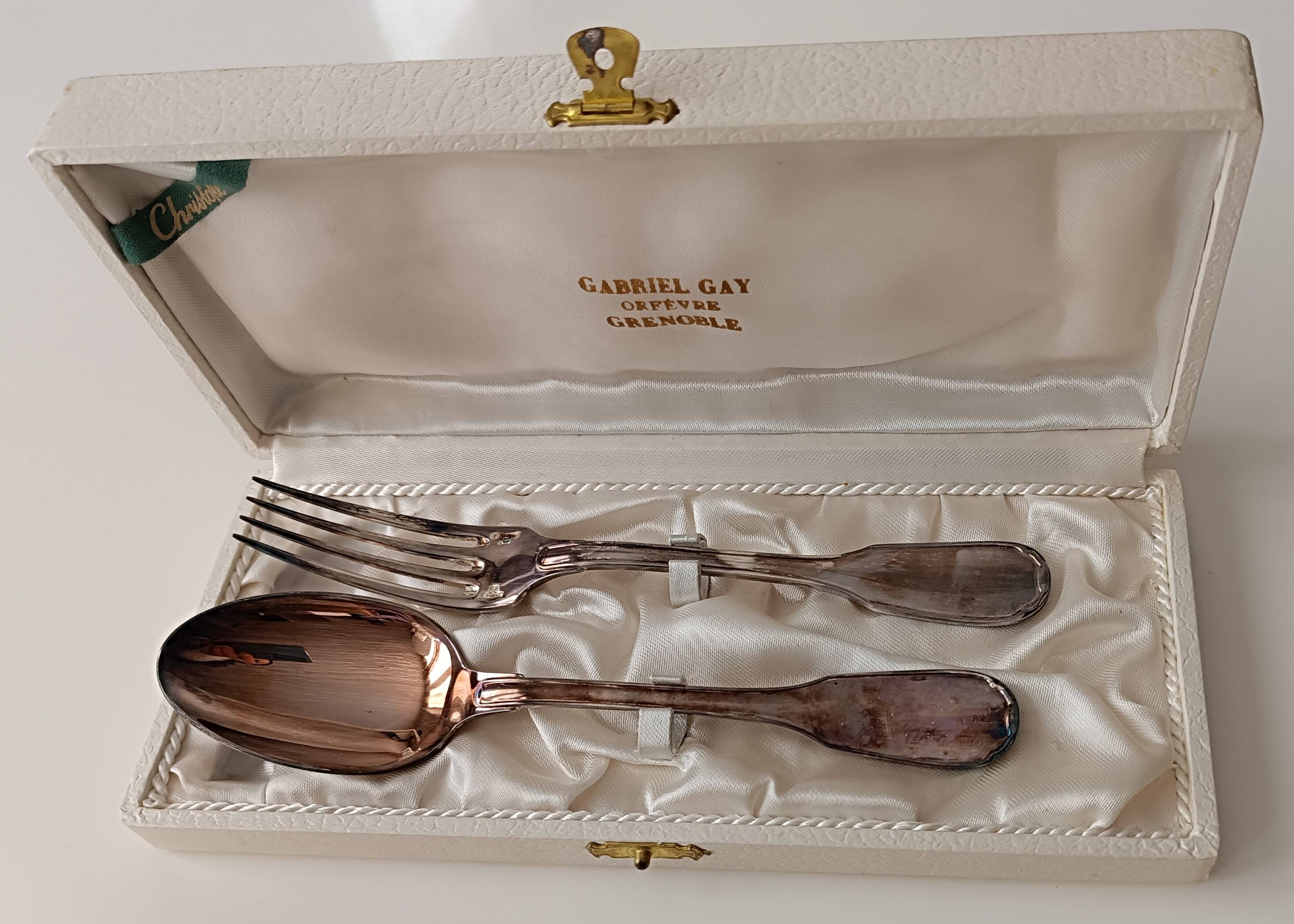 Christofle birth cutlery silver-plated box