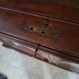 Desk, English writing desk with glass-fronted bookcase